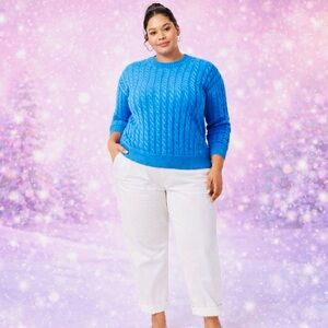 Torrid Blue Sweater and White Pants Set